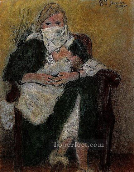 「子供とマリー・テレーズ」ウォルター・エミトフレ・マヤ 1936 キュビスム油絵